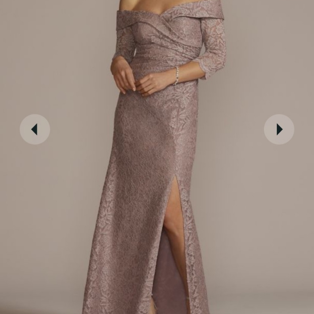 Oleg Cassini David's Bridal dress style WBM2263 color portobello mushroom size 8